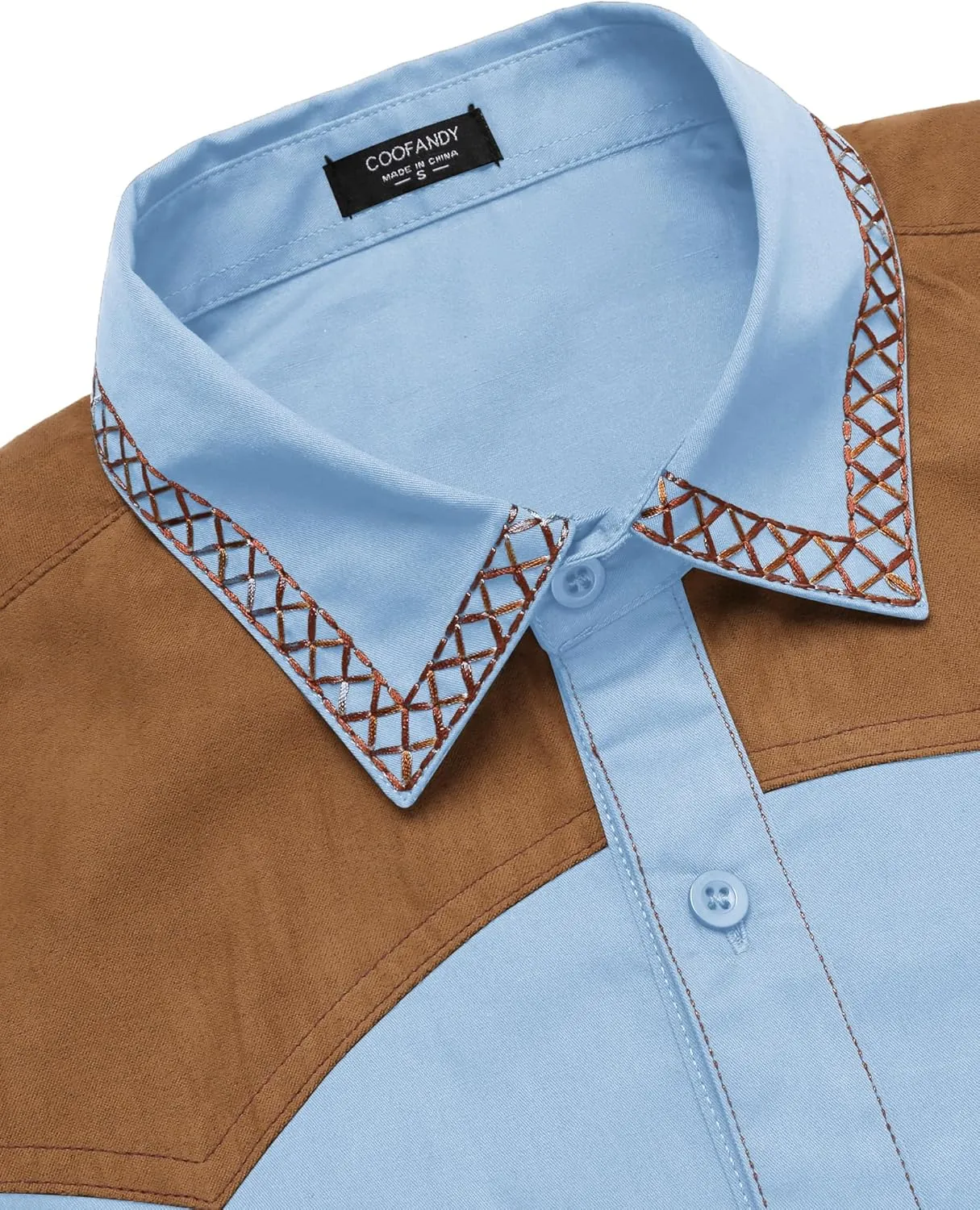 COOFANDY Men's Western Cowboy Shirt Embroidered Long Sleeve Slim Fit Casual Cotton Button Down Hippie Shirts with Pockets