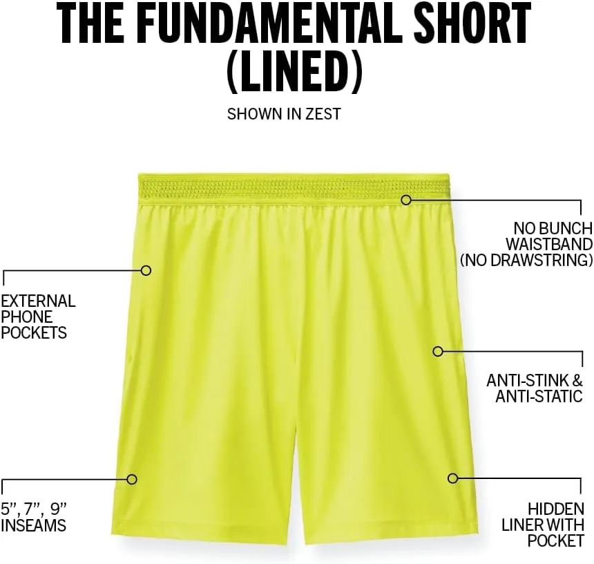Fabletics Men's The Fundamental Short (Lined), Workout, Running, Training, Gym, Yoga, Ultra Lightweight, Athletic