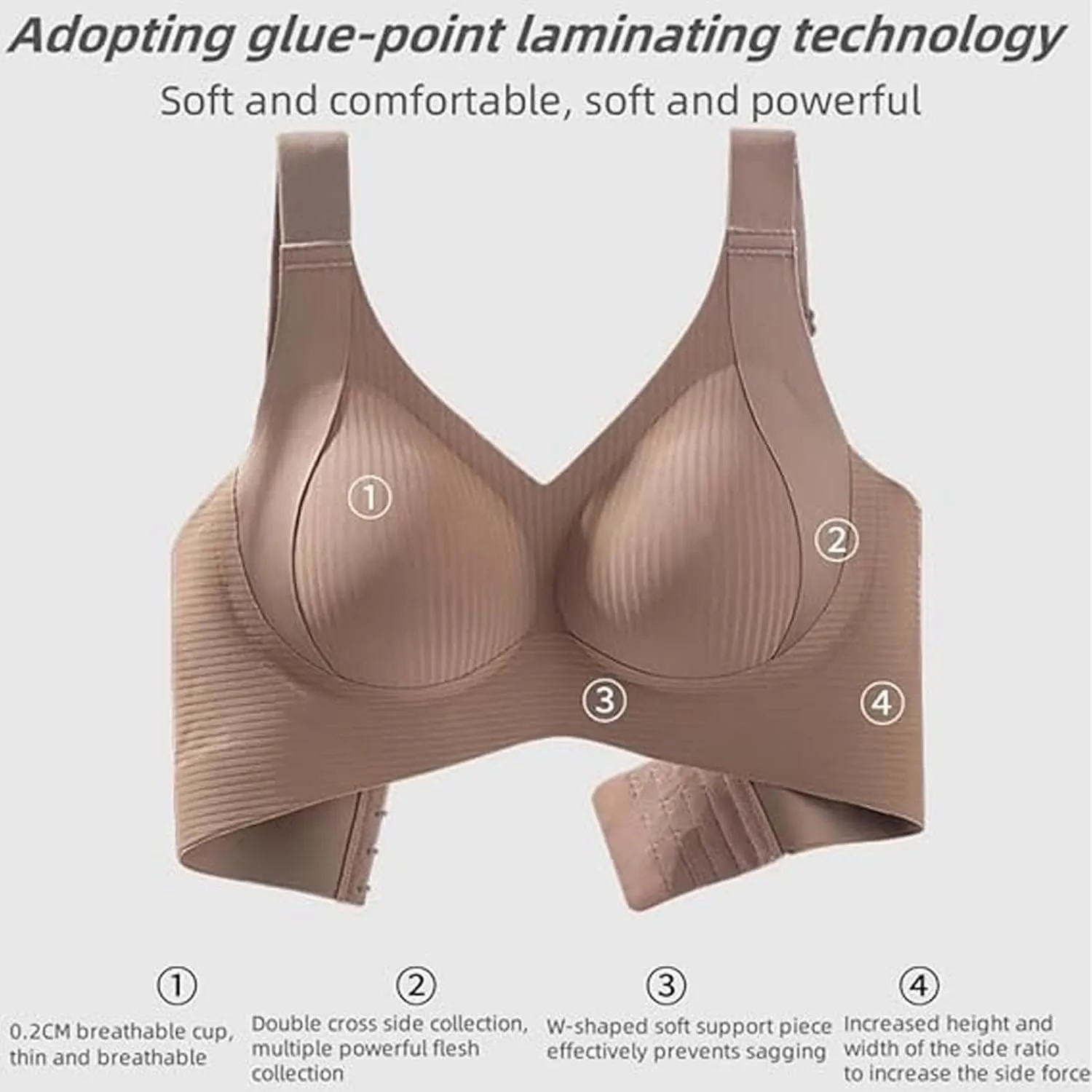 Floralshe Brasier, Floralshe Bra, Women's Solid Color Four Rows Adjustable Wireless Bra, Soft Seamless Full Coverage