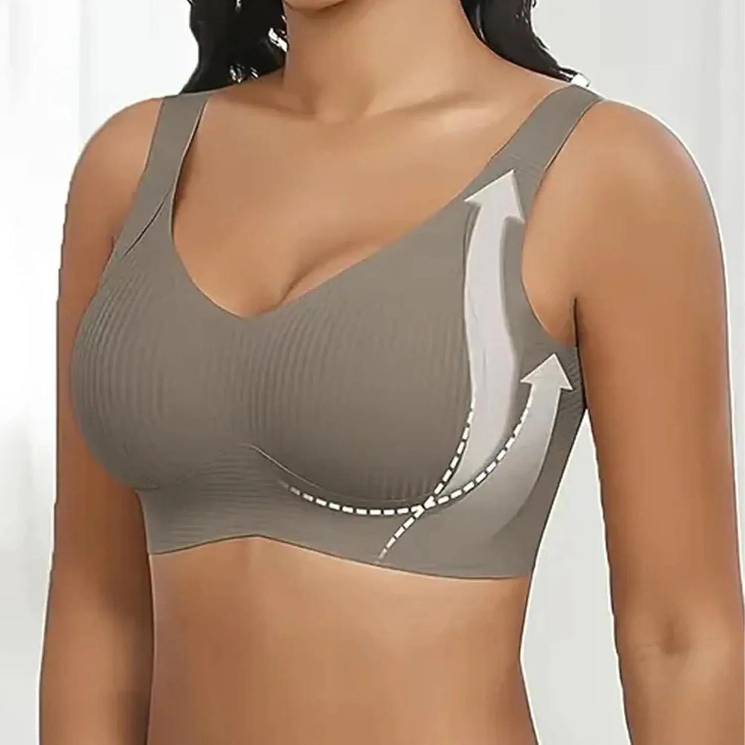 Floralshe Brasier, Floralshe Bra, Women's Solid Color Four Rows Adjustable Wireless Bra, Soft Seamless Full Coverage