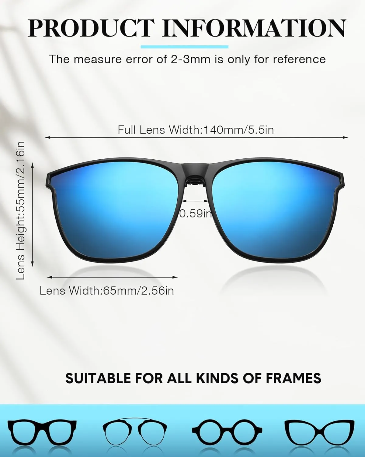 Frienda 3 Pair Oversize Polarized Clip-on Sunglasses Large Anti-glare TR90 Frame Flip up Driving Glasses for Women Men