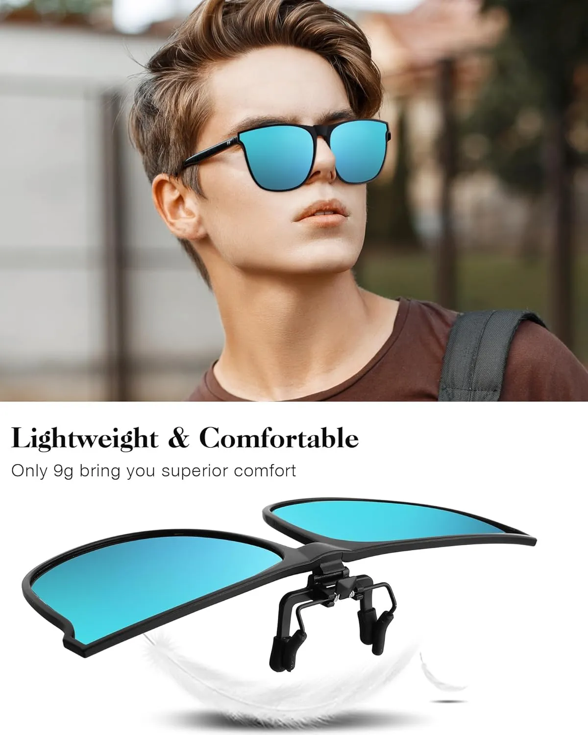 Frienda 3 Pair Oversize Polarized Clip-on Sunglasses Large Anti-glare TR90 Frame Flip up Driving Glasses for Women Men