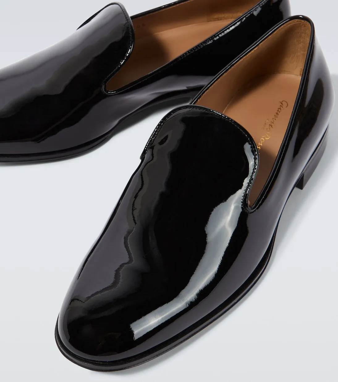 Gianvito Rossi patent denim loafers, black