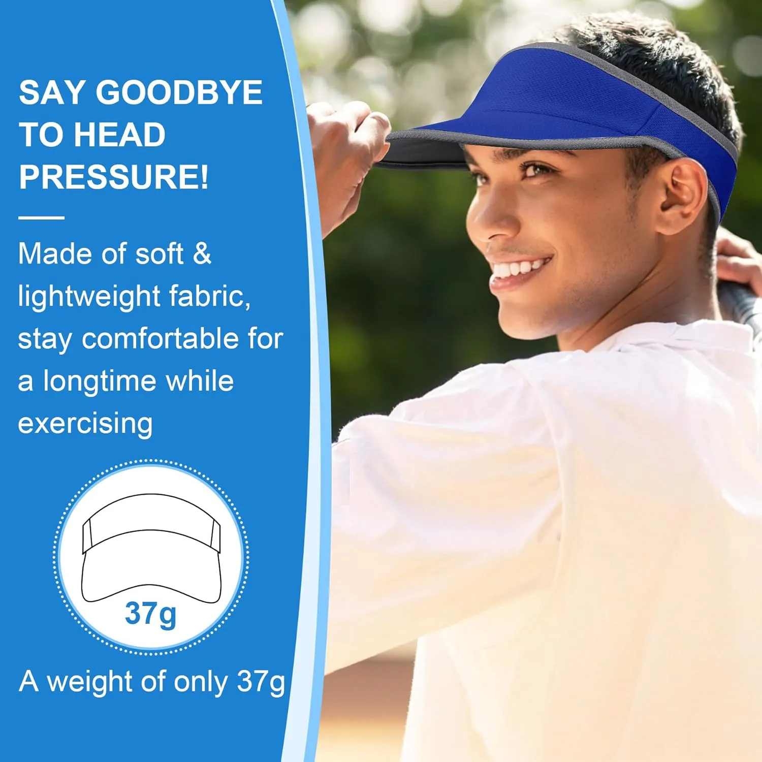 Sports Sun Visor for Men Women, Lightweight Soft Quick-Dry Visor Hat, Packable Tennis Golf Running Visor