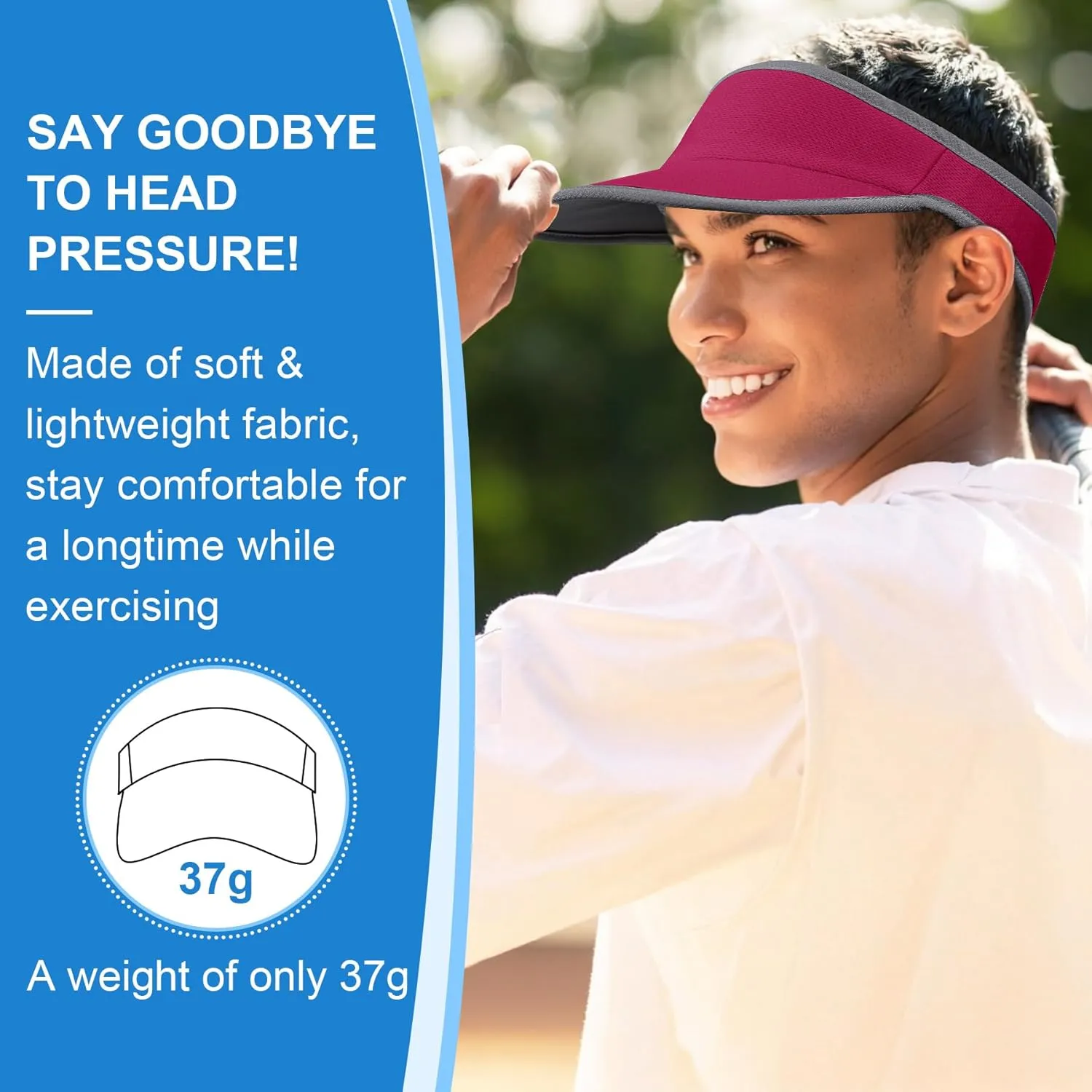 Sports Sun Visor for Men Women, Lightweight Soft Quick-Dry Visor Hat, Packable Tennis Golf Running Visor