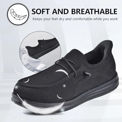 SUADEX Steel Toe Sneakers for Men Women Indestructible Work Safety Shoes Lightweight Comfortable Slip Resistant Composite Toe