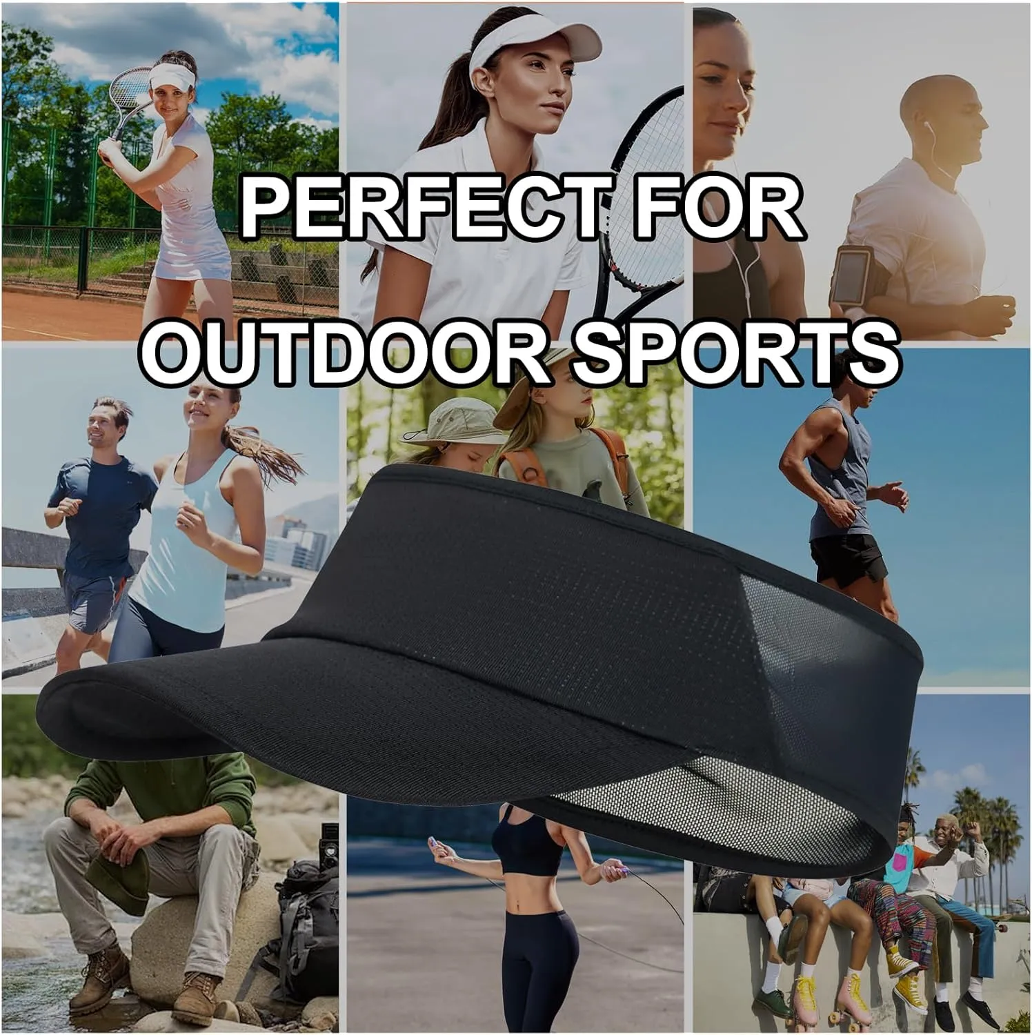 Sun Visor Hats for Men Women Lightweight Portable Stretchy Sun Hat for Running Tennis Golf