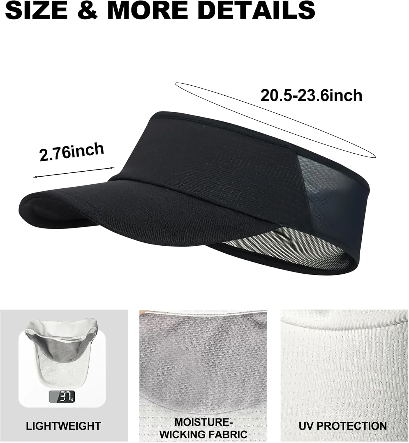 Sun Visor Hats for Men Women Lightweight Portable Stretchy Sun Hat for Running Tennis Golf