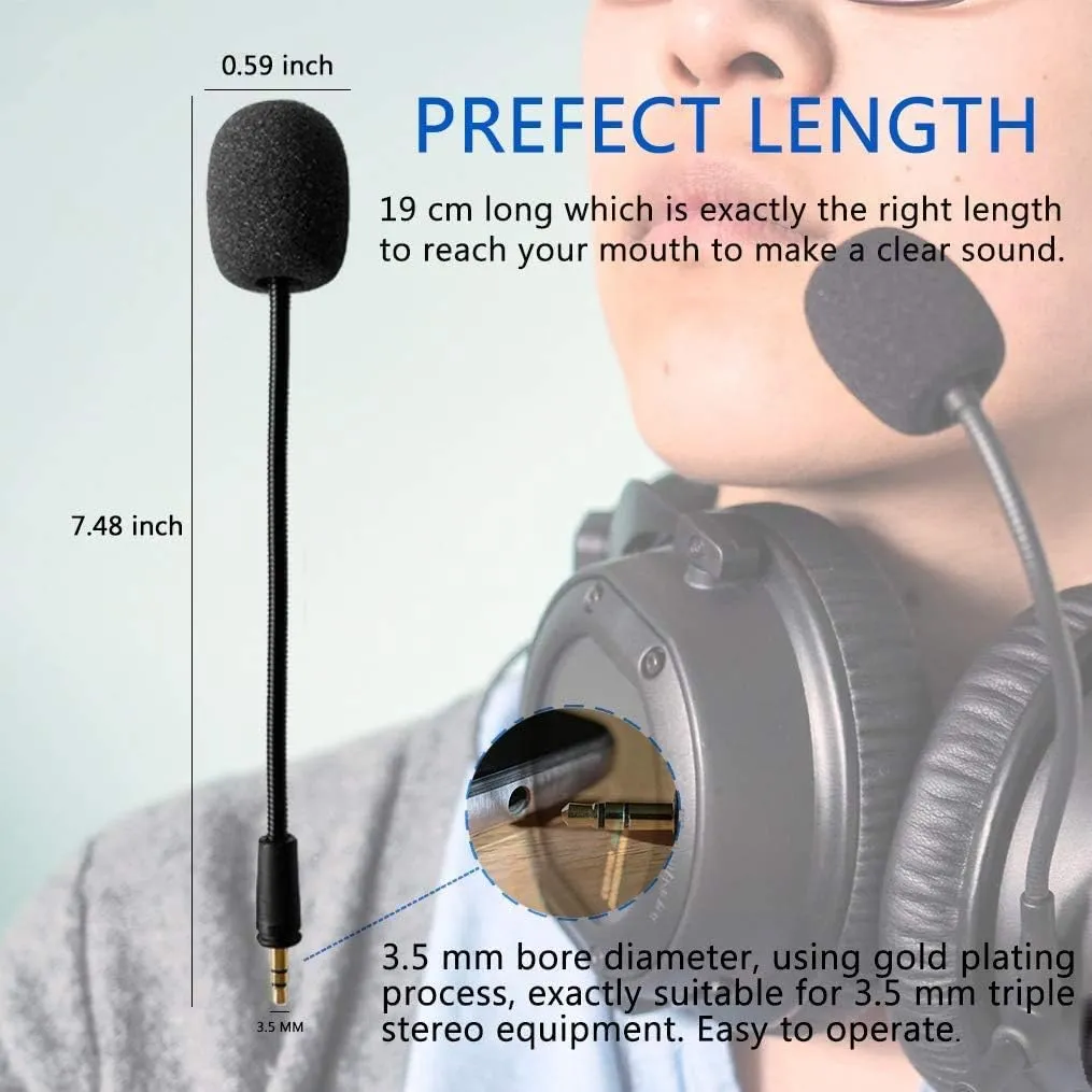 Turtle Beach Mic Replacement 3.5mm Detachable Game Microphone Boom for PDP Afterglow AG6 Ear Force Xbox One Stealth 400 420x 450 500p 520 Recon 50x 50p 50 60p 150 Gaming Headset (2 PCS)